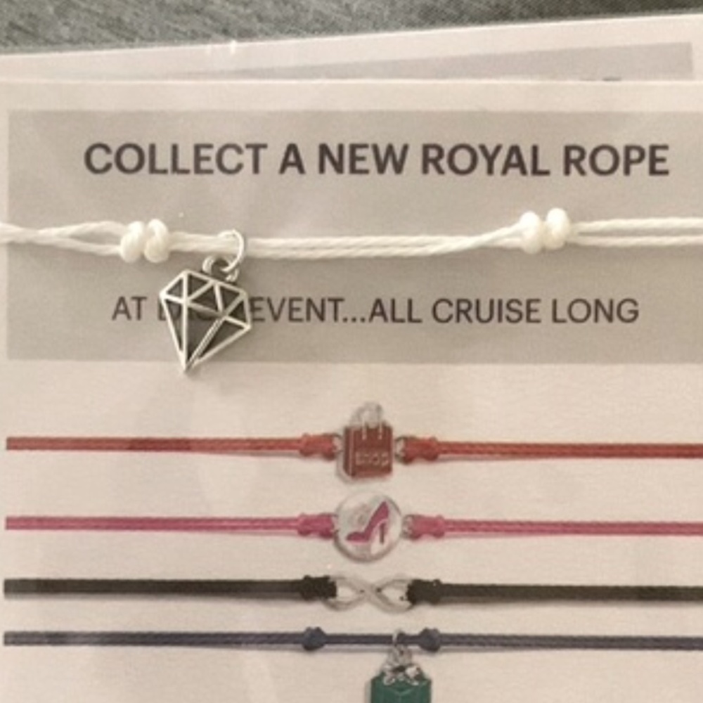 Effy Royal Caribbean Cruise Charm White  Adjustable Rope String Bracelet